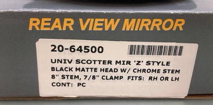 EMGO 20-64500 Univ Scotter Mir 'Z' Style Blk Matte Head w/ Chr Stem New Genuine