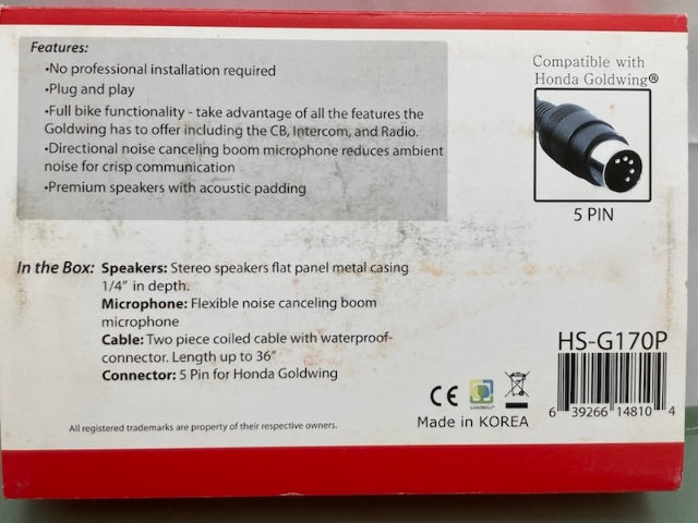 iMC Motorcom HS-G170P Headset for Honda Goldwing New Genuine