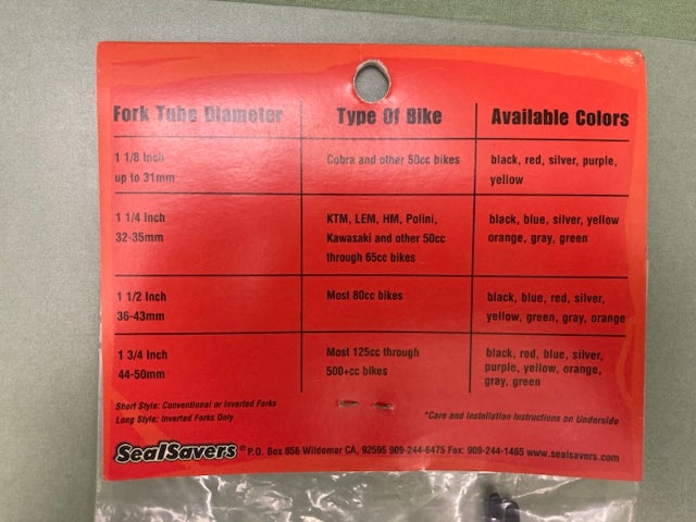 Seal Savers 1 1/4 Conventional Fork Seal Protector Set New Genuine