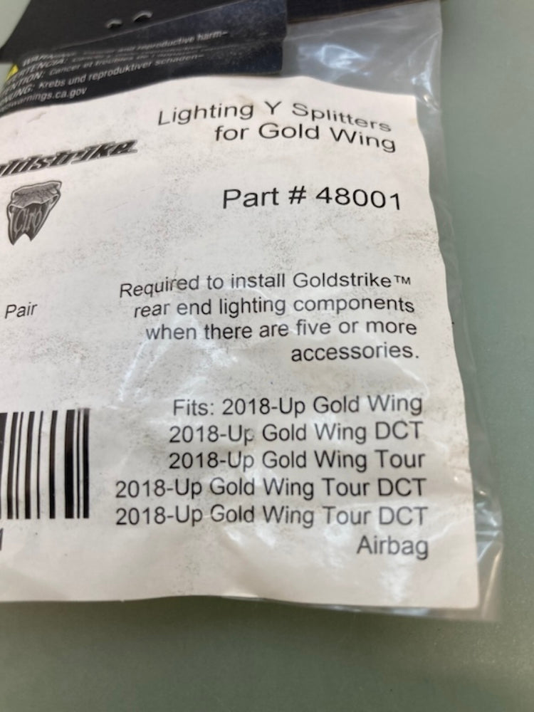 Goldstrike 48001 Lighting Y Splitter for Gold Wing New Genuine