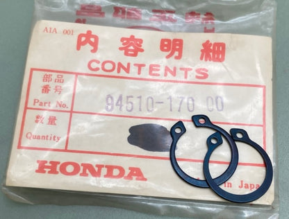 QTY 2 Honda 94510-17000 Circlip (17mm) New Genuine