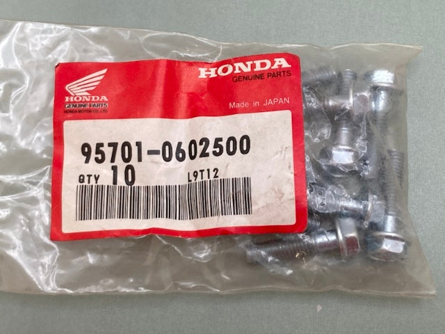 Pack of 10 Honda 95701-0602500 Flange Bolt (6X25) New Genuine