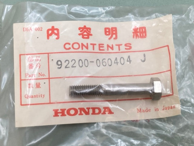 Honda 92200-060404J Bolt, Hex (6X40) New Genuine