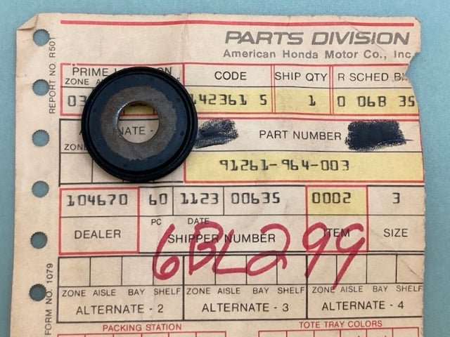 Honda 91261-964-003 Seal B, Cushion Arm New Genuine