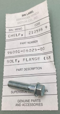 Honda 96001-06025-00 Flange Bolt (6X25) New Genuine