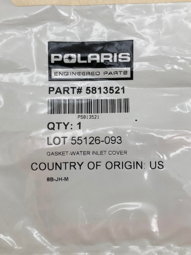 Polaris 5813521 Water Inlet Cover Gasket New Genuine