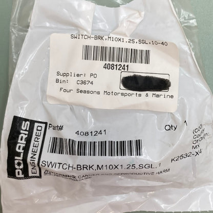 Polaris 4081241 Hydraulic Brake Pressure Switch (M10x1.25 Single) New Genuine