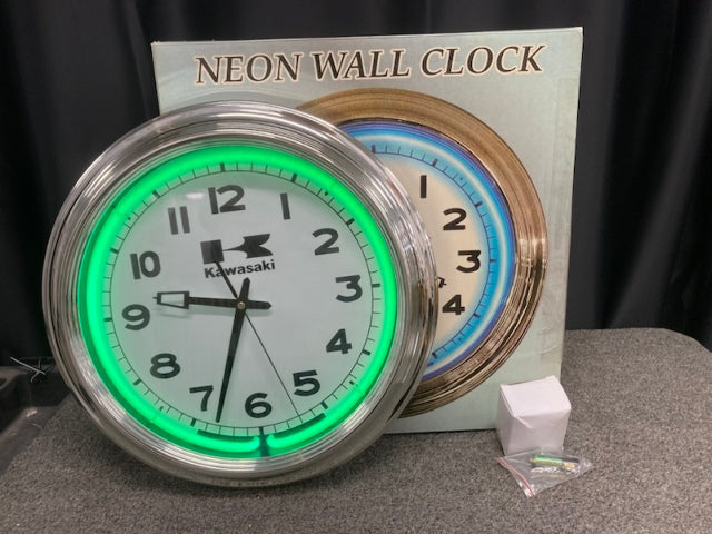 Crown Premiums Limited Edition Kawasaki Green Neon Wall Clock New Genuine