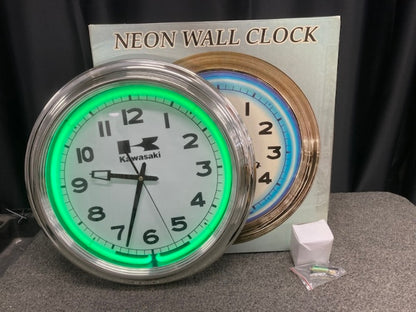 Crown Premiums Limited Edition Kawasaki Green Neon Wall Clock New Genuine