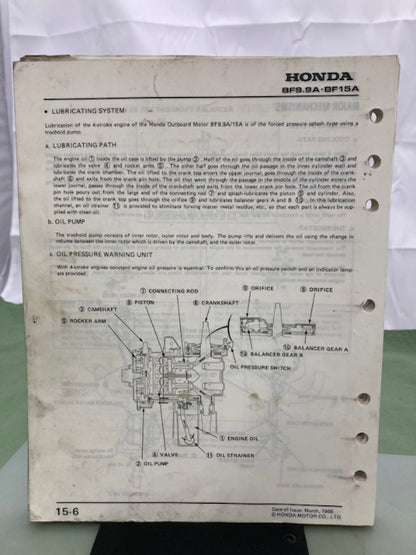 Honda 61ZV400 BF9.9A/15A Shop Manual '88 with Supplement 61ZV400W '98 Genuine