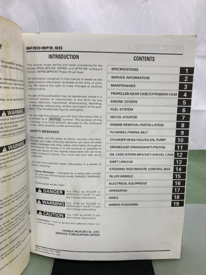 Honda 61ZW900 BF/BFP8D BF/BFP9.9D Shop Manual '01 Genuine