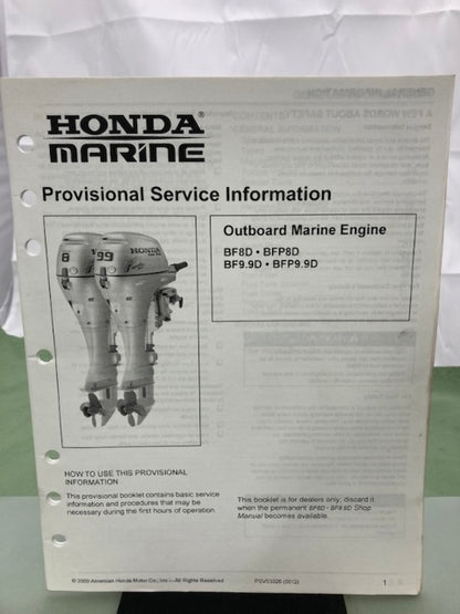 Honda 61ZW900 BF/BFP8D BF/BFP9.9D Shop Manual '01 Genuine