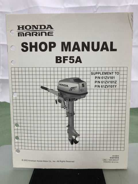 Honda 61ZV101 BF50 BF50A Shop Manual '88 with Supplements Genuine
