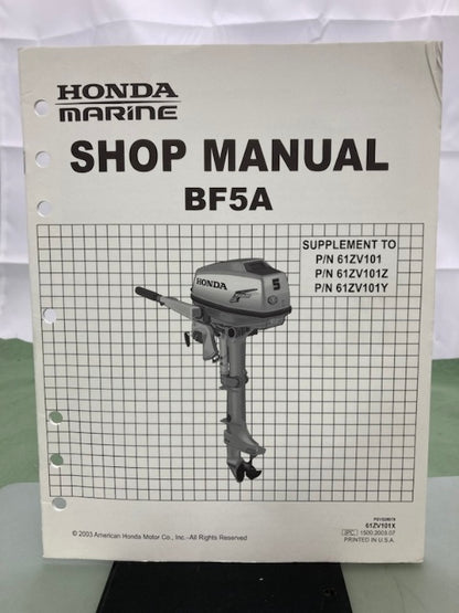 Honda 61ZV101 BF50 BF50A Shop Manual '88 with Supplements Genuine