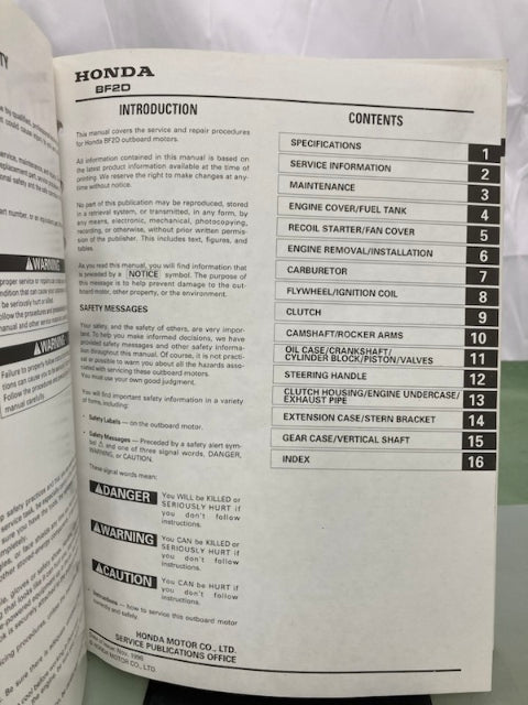 Honda 61ZW600 BF2D Shop Manual '98 Genuine