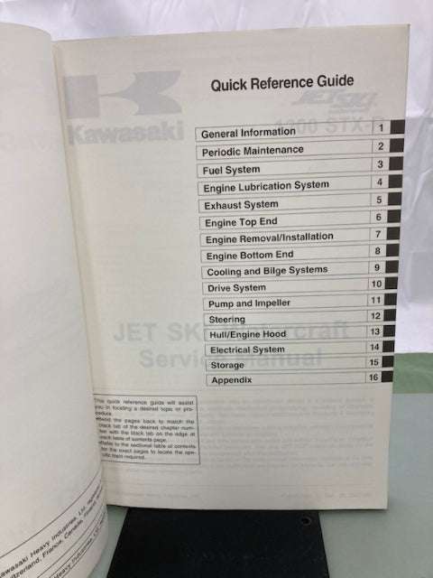 Kawasaki 99924-1326-01 Jet Ski 1200 STX-R Watercraft Service Manual 2003 Genuine