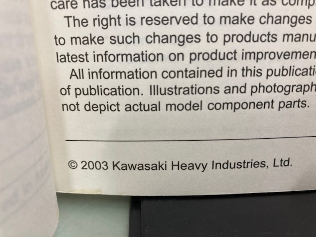 Kawasaki 99924-1326-01 Jet Ski 1200 STX-R Watercraft Service Manual 2003 Genuine