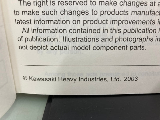 Kawasaki 99924-1312-01 Jet Ski STX-12F Watercraft Service Manual 2003 Genuine
