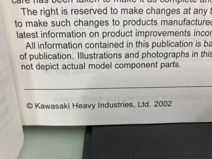 Kawasaki 99924-1308-01 Jet Ski Ultra150 Watercraft Service Manual 2002 Genuine