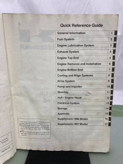 Kawasaki 99924-1188-02 Jet Ski 900ZXi/750ZXi Service Manual 1995, 1996 Genuine