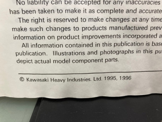 Kawasaki 99924-1188-02 Jet Ski 900ZXi/750ZXi Service Manual 1995, 1996 Genuine