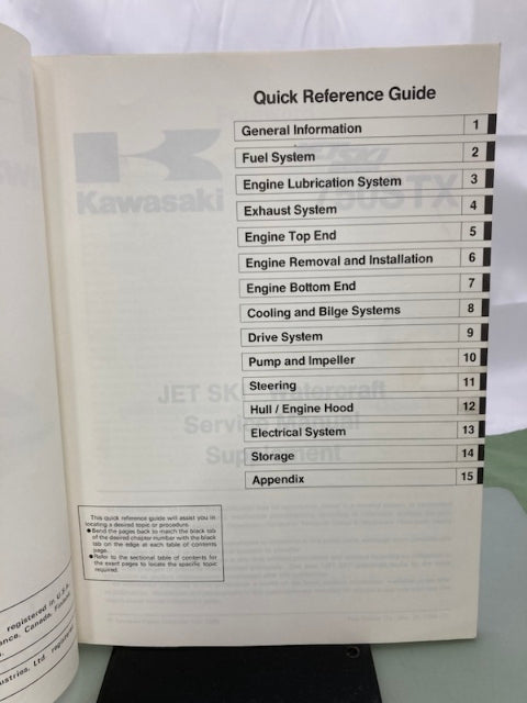 Kawasaki 99924-1238-51 750STX JetSki Service Manual Supplement 1998 Genuine