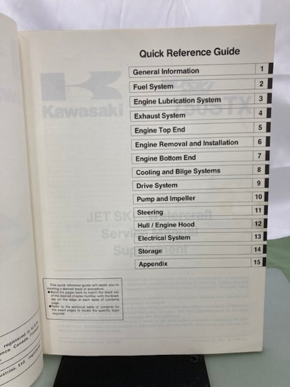 Kawasaki 99924-1238-51 750STX JetSki Service Manual Supplement 1998 Genuine