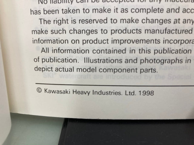 Kawasaki 99924-1238-51 750STX JetSki Service Manual Supplement 1998 Genuine