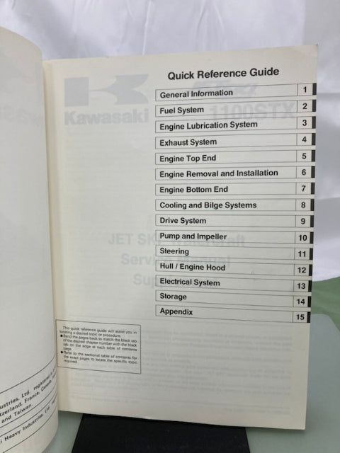 Kawasaki 99924-1203-51 1100STX JetSki Service Manual Supplement 1996 Genuine