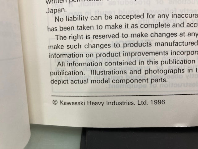 Kawasaki 99924-1203-51 1100STX JetSki Service Manual Supplement 1996 Genuine