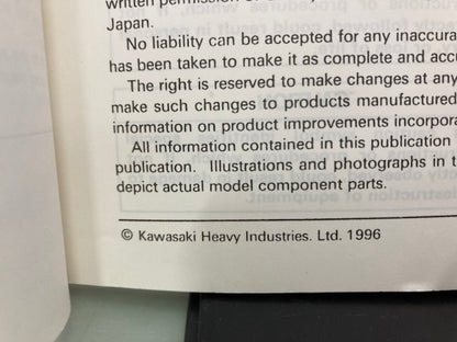 Kawasaki 99924-1203-51 1100STX JetSki Service Manual Supplement 1996 Genuine