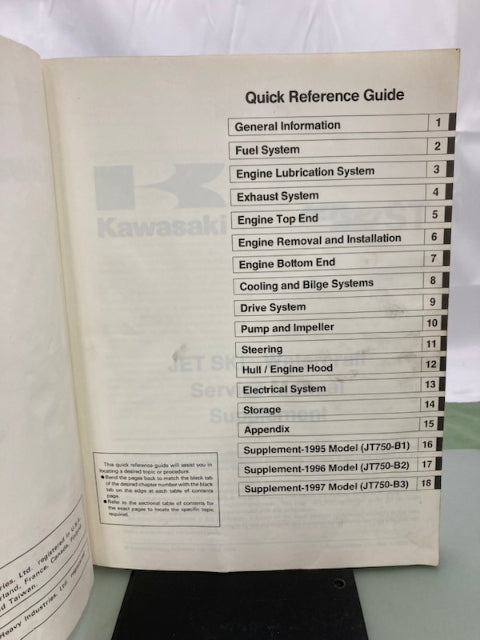 Kawasaki 99924-1164-52 ST/STS JetSki Service Manual Supplement 1993 1996 Genuine