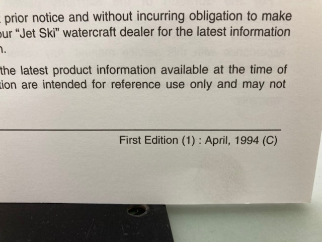 Kawasaki 99963-0062-51 JetSki XiR Service Manual Supplement 1994 Genuine