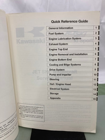 Kawasaki 99924-1222-01 Xi Sport JetSki Watercraft Service Manual 1997 Genuine
