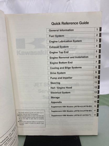 Kawasaki 99924-1177-53 SS/X-4 Super Sport Xi Service Manual Supp 1995 Genuine