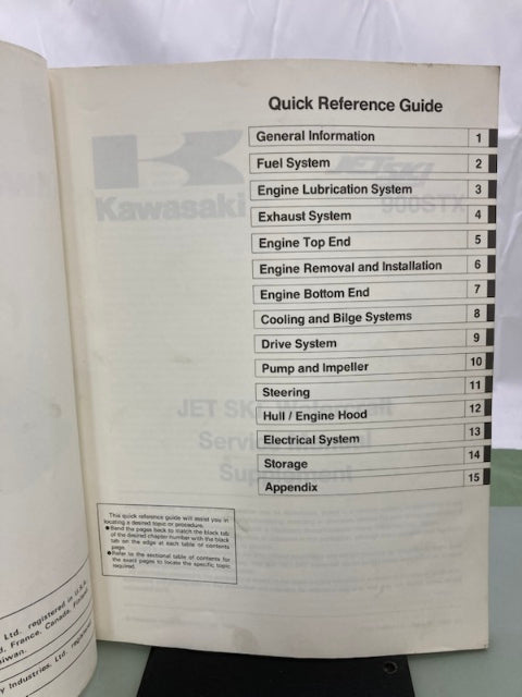 Kawasaki 99924-1242-51 900STX Jet Ski Service Manual Supplement 1998 Genuine
