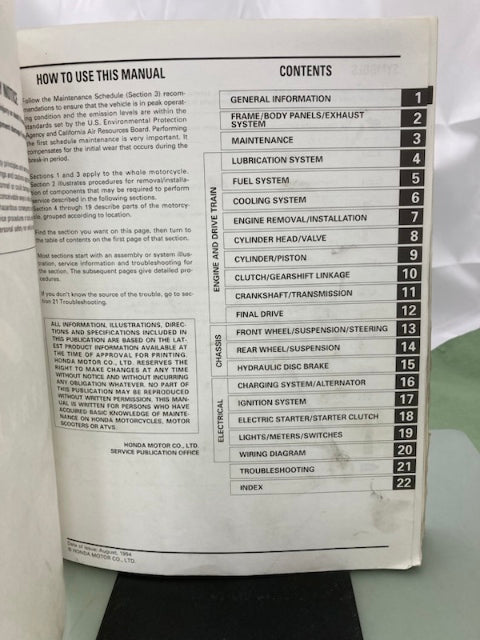 Honda 61MAH04 VT1100C2 Shadow Service Manual 1995-1999 Genuine