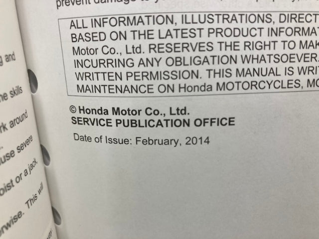Honda 61MJR00 GL1800C/A Valkyrie Service Manual 2014 Genuine