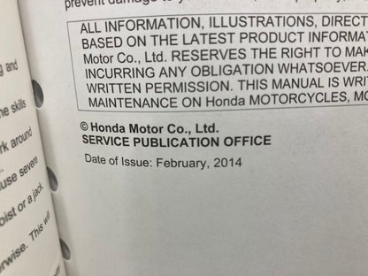 Honda 61MJR00 GL1800C/A Valkyrie Service Manual 2014 Genuine