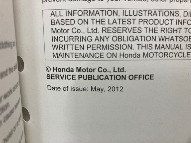 Honda 61MGE02 VFR1200F/FD Service Manual 2010 -2012 Genuine