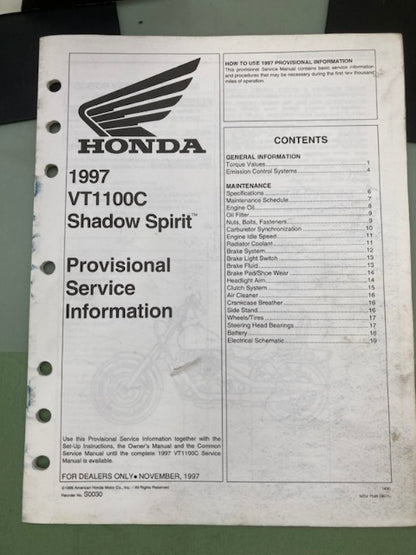 Honda 61MM808 VT1100C Shadow Service Manual 1987-1996 Genuine