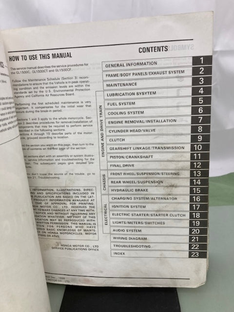 Honda 61MZ009 GL1500C/CT/CF Valkyrie Service Manual 1997-2003 Genuine