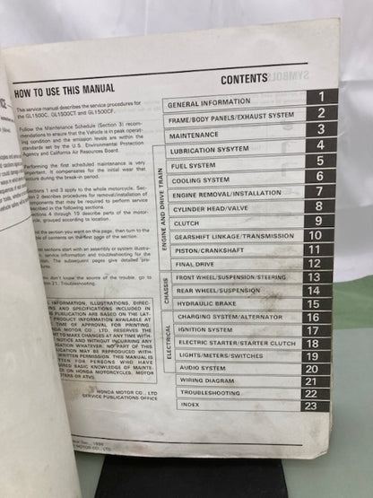 Honda 61MZ009 GL1500C/CT/CF Valkyrie Service Manual 1997-2003 Genuine