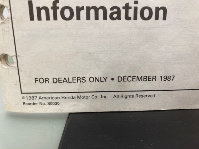Honda S0030 GL1500 Goldwing Provisional Service Information Manual 1988 Genuine