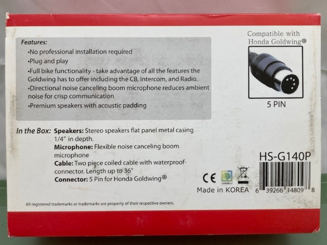 iMC Motorcom HS-G140P Half Helmet Headset for Honda Goldwing New Genuine