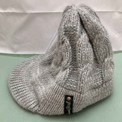 Kawasaki Kawi Girl Light Gray Cable-Knit Newsboy Hat New Genuine