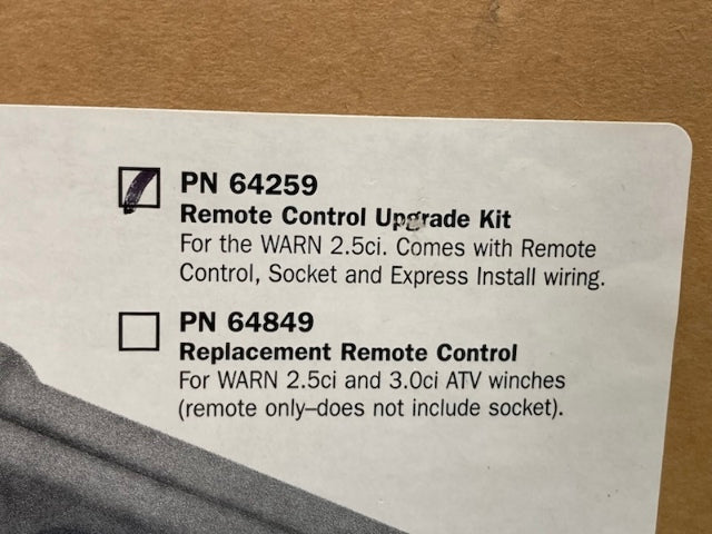 Warn 64259 Remote Control Upgrade Kit New Genuine
