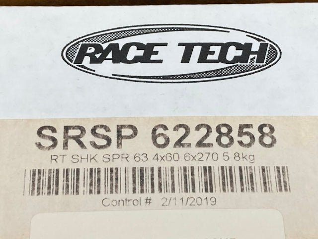 Race Tech SRSP622858 RT Shock Spring New Genuine