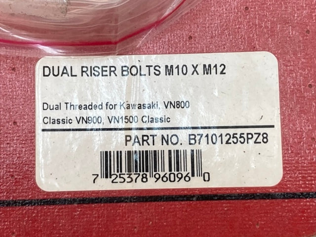 Show Chrome B7101255PZ8 Dual Riser Bolts M10xM12 New Genuine