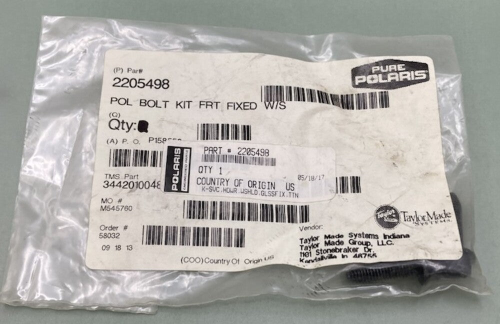 Polaris 2205498 K-Svc, Hdwr, Wshld, Glssfix, Ttn Kit New Genuine